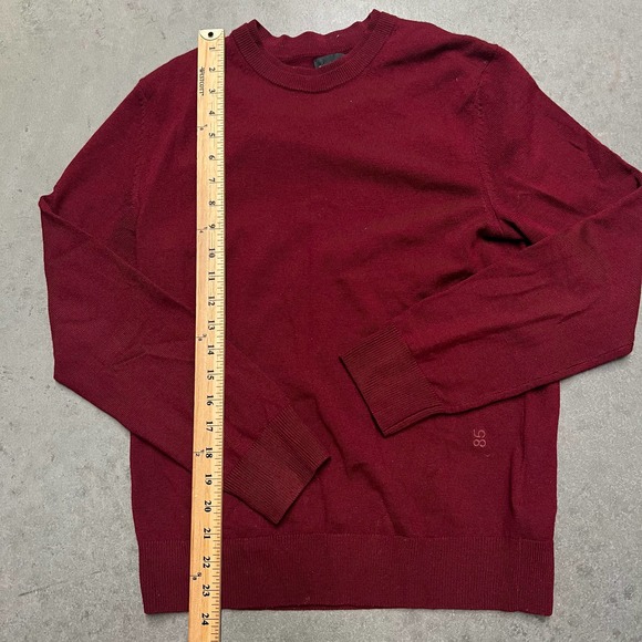 Club Monaco Wool Sweater Mens Small Red Long Sleeve Double Crew Neck Lightweight - Picture 3 of 7